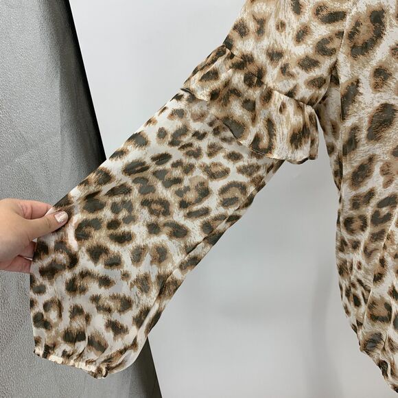Wrangler Retro Blouse Womens XL Extra Large Cheetah Sheer Ruffle Tiered Sleeve - Picture 4 of 15